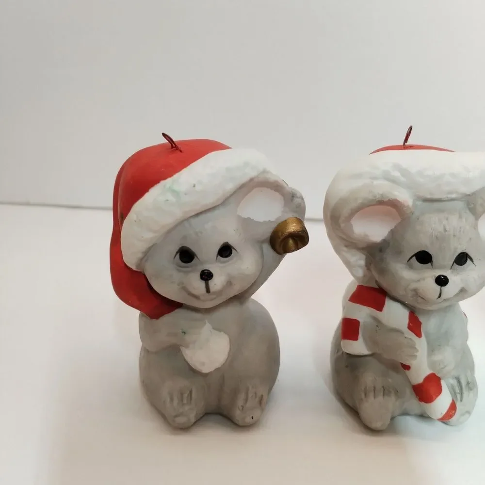 Vintage 1987 Adorable House of Lloyd Christmas Mouse Tree Ornament Trio‎